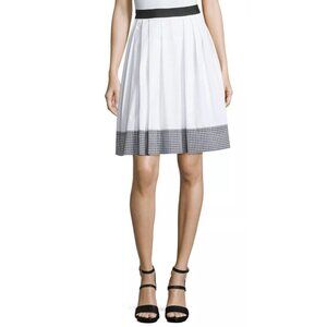 NWT Womens Diane von Furstenberg DVF Blk/Wht Dru Gingham-Trim A-Line Skirt Sz 12